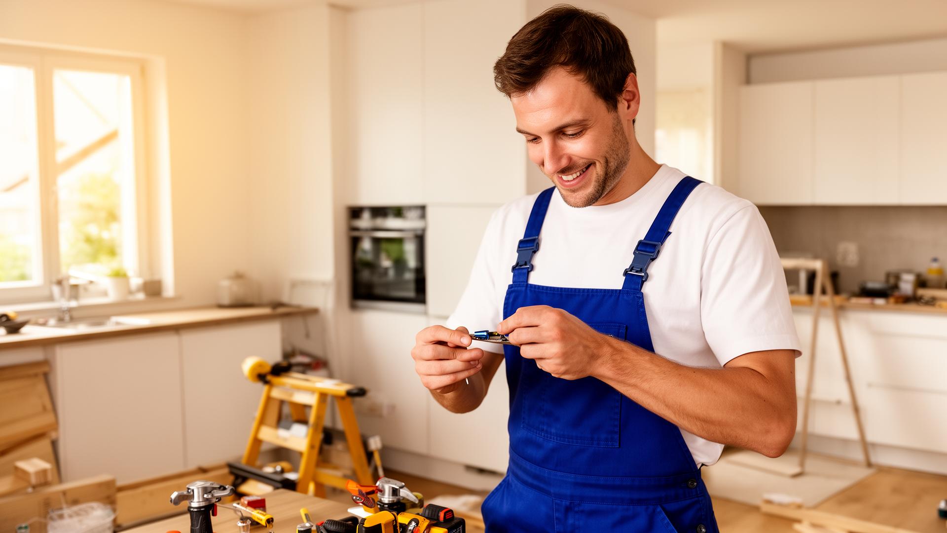 Freundlicher Handwerker bei der Arbeit im Haushalt